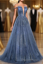 Lovely Tight A-line Lace Up Blue Formal Prom Dresses For Girls Party Dresses