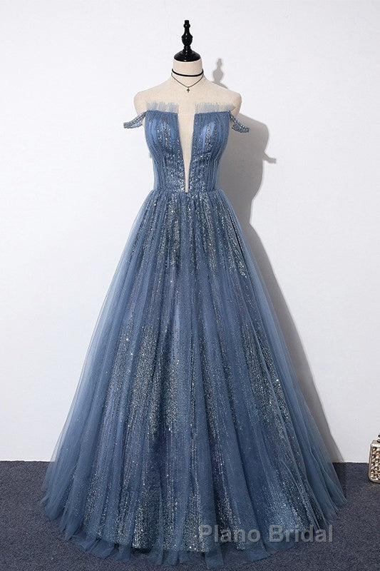 Lovely Tight A-line Lace Up Blue Formal Prom Dresses For Girls Party Dresses Secondary image