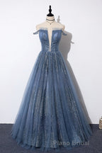 Lovely Tight A-line Lace Up Blue Formal Prom Dresses For Girls Party Dresses