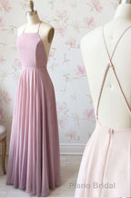 Cute Spaghetti Straps Sleeves Simple Long Formal Prom Dresses For Girls
