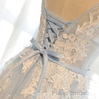 Ivory And Light Blue Long A-line Lace Up Cute Formal Prom Dresses Party Dresses