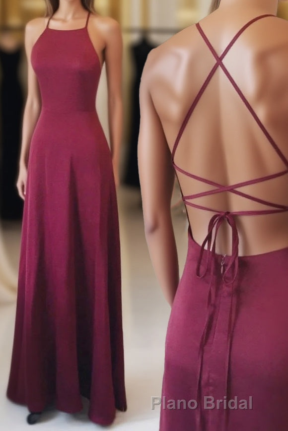 A-line Spaghetti Straps Long Backless Floor Length Bridesmaid Dresses Party Dresses Main image
