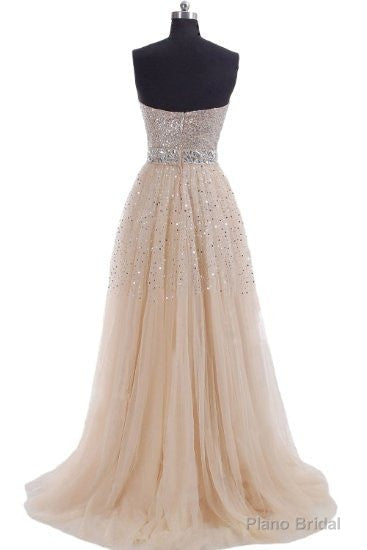 Fairytale Glitter Champagne Bling Strapless Long Prom Dress Secondary image