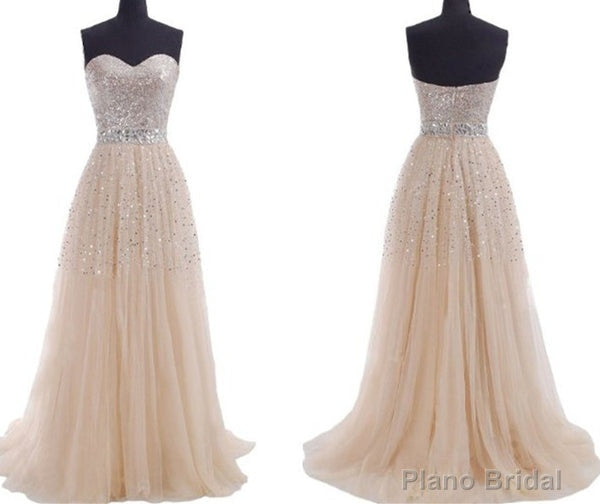 Fairytale Glitter Champagne Bling Strapless Long Prom Dress Main image