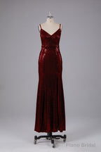 Mermaid Sequins Spaghetti Straps Long Bridesmaid Dresses