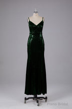 Mermaid Sequins Spaghetti Straps Long Bridesmaid Dresses