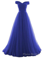 Beautiful Lavender Tulle Off Shoulder Long Prom Dresses, Beautiful Party Gowns