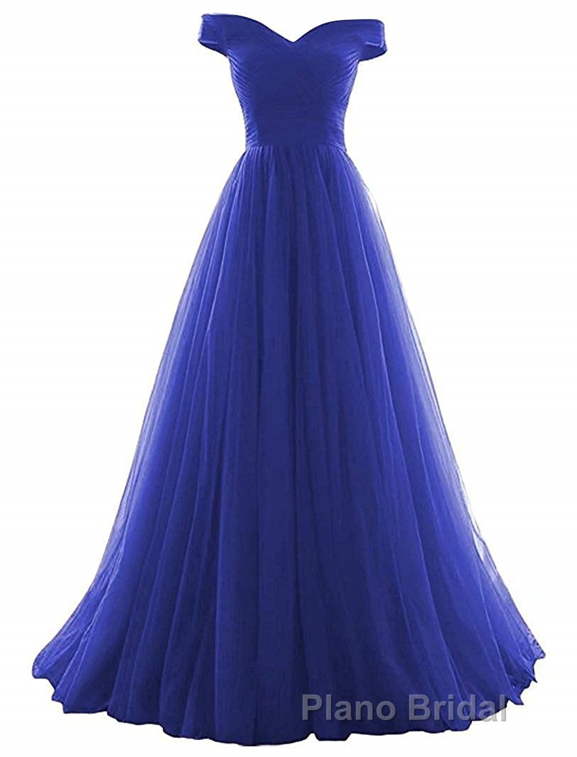 Beautiful Lavender Tulle Off Shoulder Long Prom Dresses, Beautiful Party Gowns