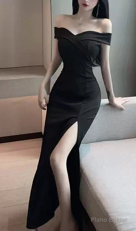 Fantasy Prom Dress Ideas, Off Shoulder Black Prom Dresses For Teens Secondary image
