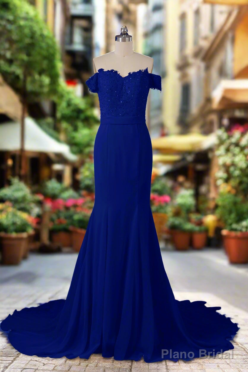 Off The Shoulder Hourglass Court Train Bridesmaid Dresses