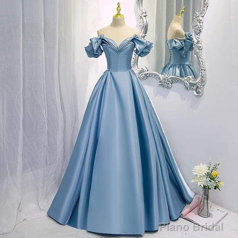 Off Shoulders Ball Gown Poofy Dusty Blue Prom Dress Secondary image
