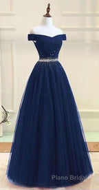 Off Shoulders Red Tulle Floor Length Formal Prom Dresses