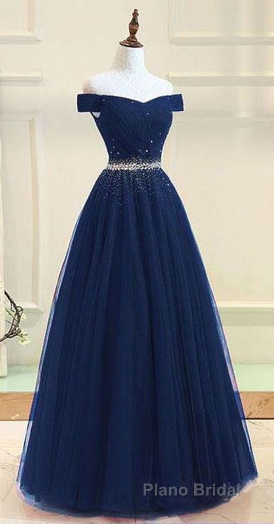 Off Shoulders Red Tulle Floor Length Formal Prom Dresses