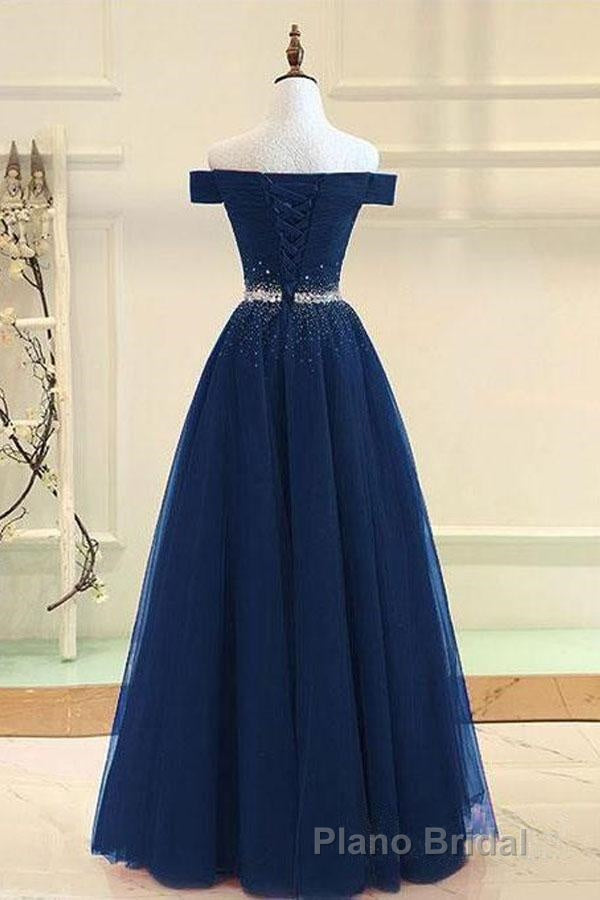 Off Shoulders Red Tulle Floor Length Formal Prom Dresses