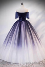 Ombre Ball Gown Formal Prom Dresses Quinceanera Dresses with Delicate Gold Appliques