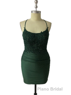 Spaghetti Straps Open Back Short Homecoming Dresses