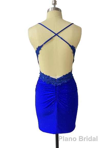 Spaghetti Straps Open Back Short Homecoming Dresses