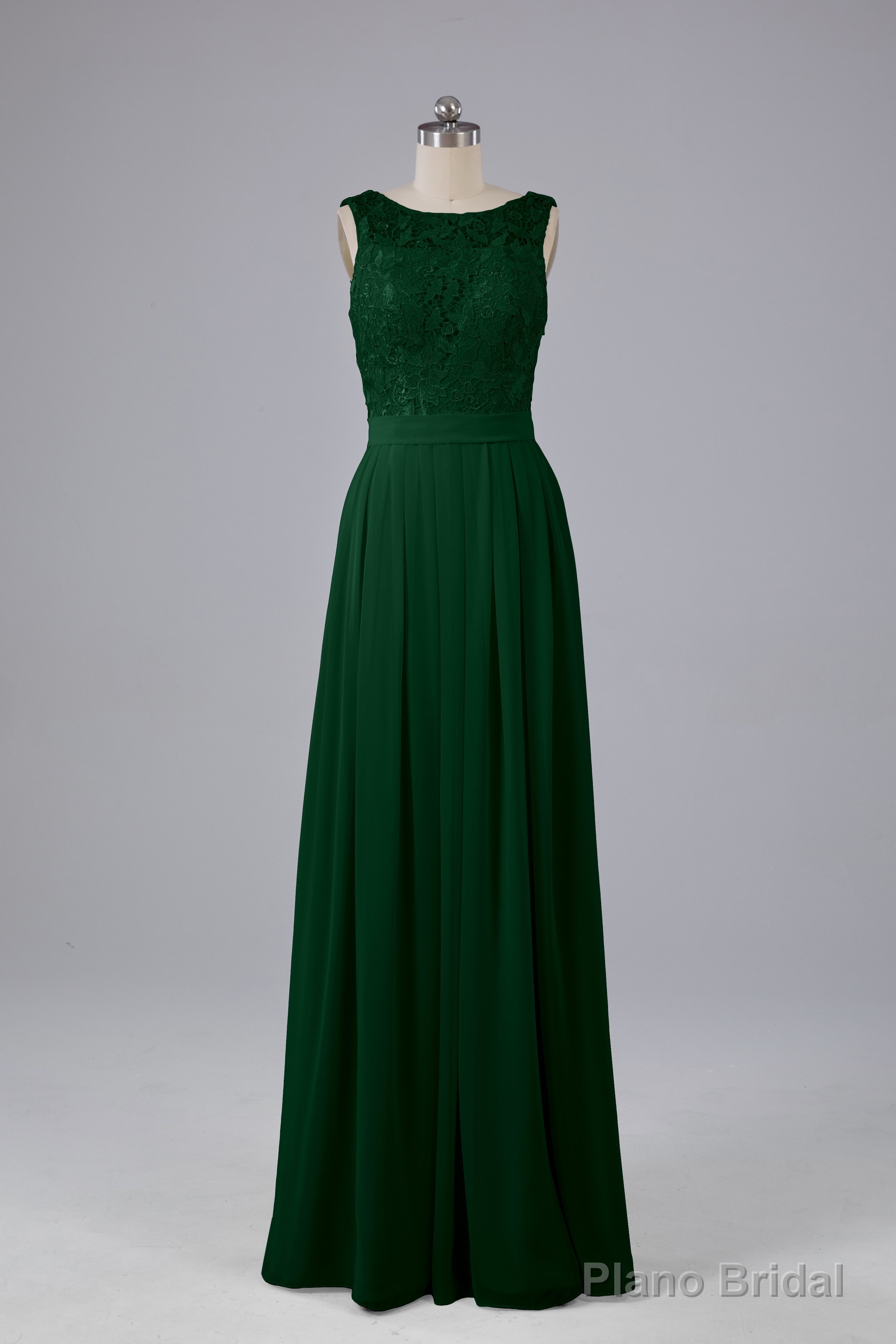 A-line Lace Top Floor Length Chiffon Bridesmaid Dresses