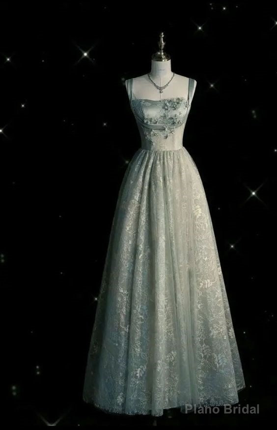 Beautiful A line Sage Green Long Tulle Prom Dress