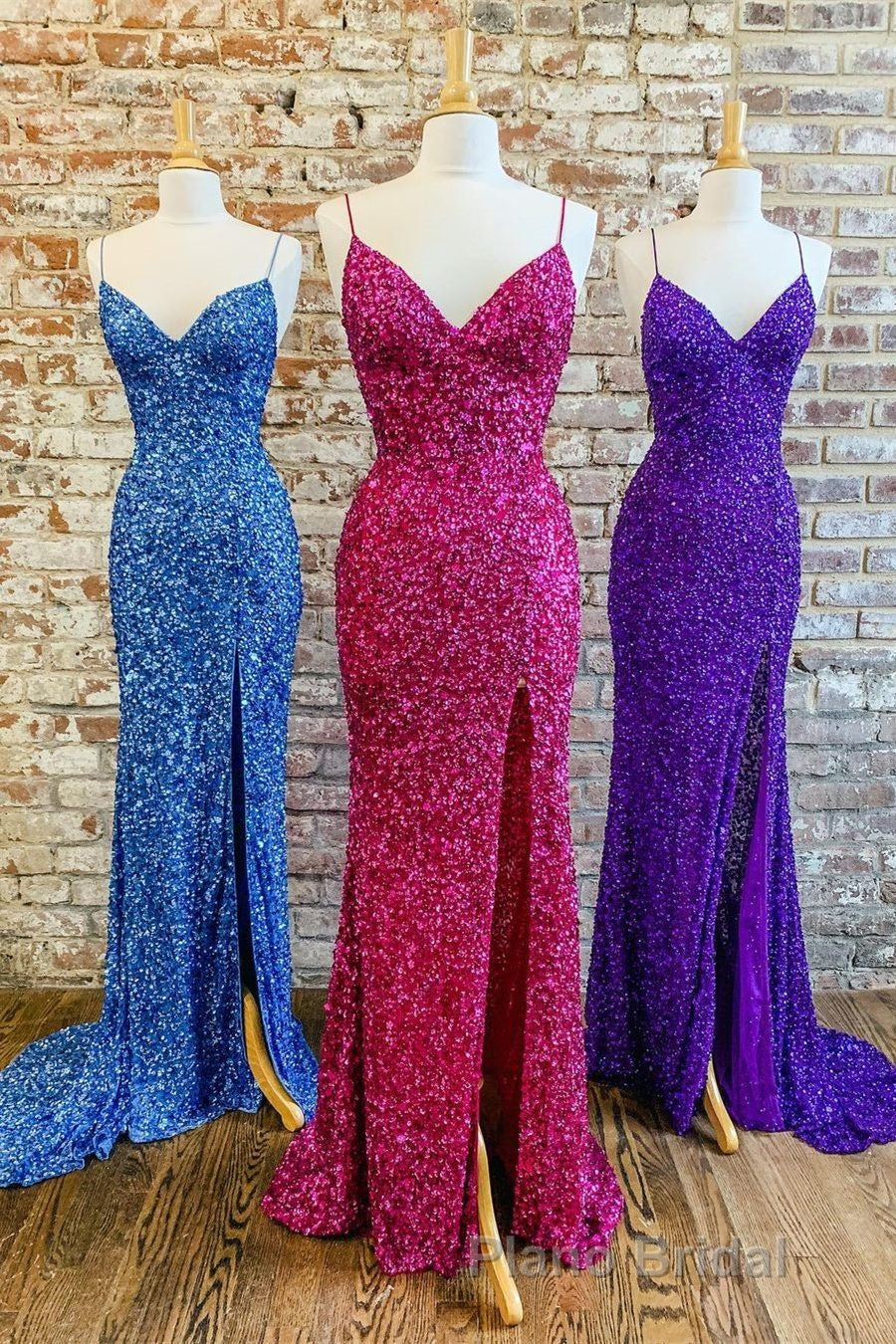 Mermaid Purple Sequin Long Formal Prom Dresses with Slit Secondary image