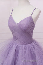 Princess Lavender Sparkly Spaghetti Straps Long Formal Prom Dresses Floor Length Evening Gown