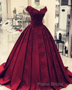 ball gown satin  lace v neck Formal Prom Dresses