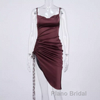 New Satin Green Formal Prom Dress Spaghetti Strap Party Evening Dress