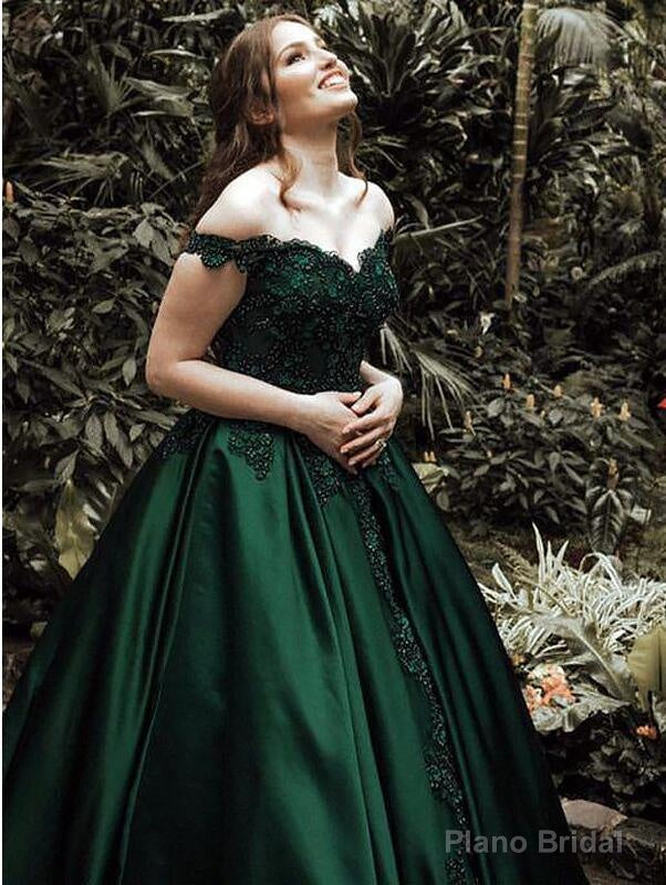 Green Prom Dress Off The Shoulder Straps, Dresses For Graduation Party, Evening Dress, Formal Dress Secondary image