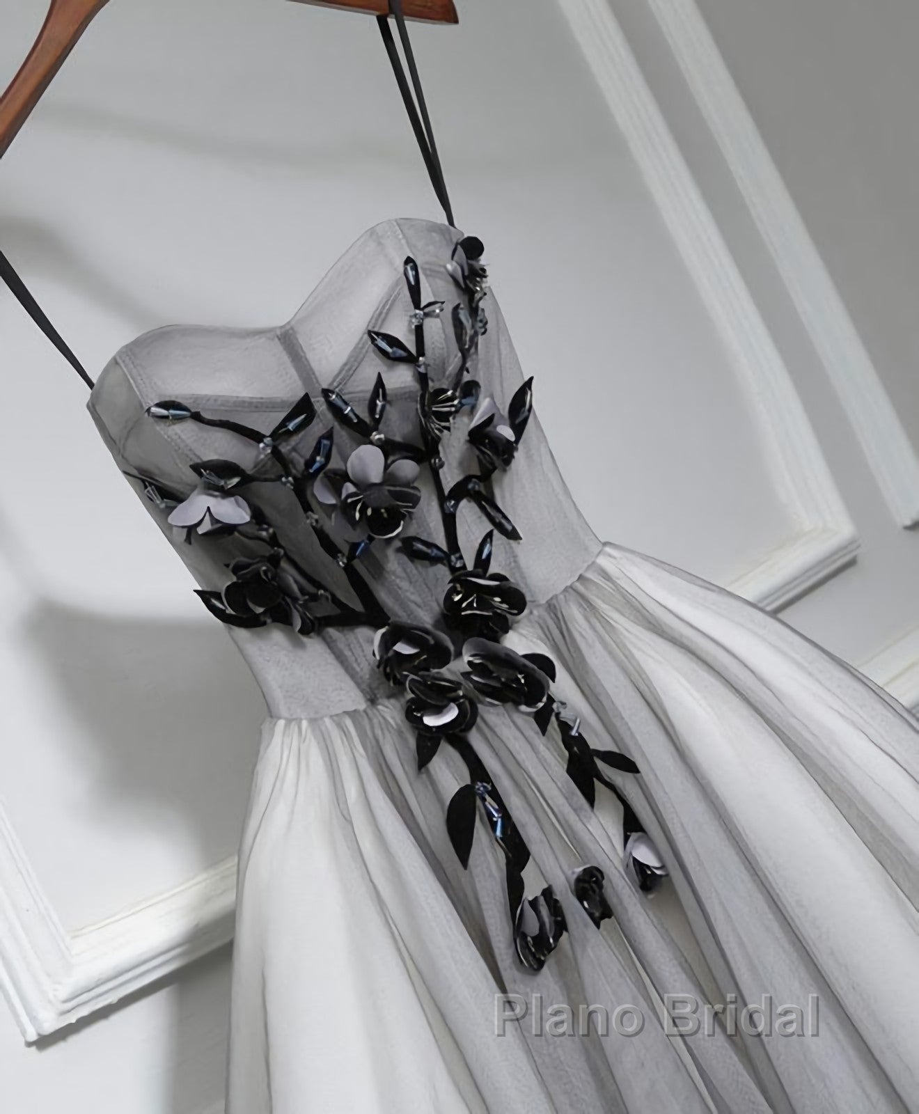 Gray Tulle Short A Line Formal Prom Dress, Homecoming Dress Secondary image