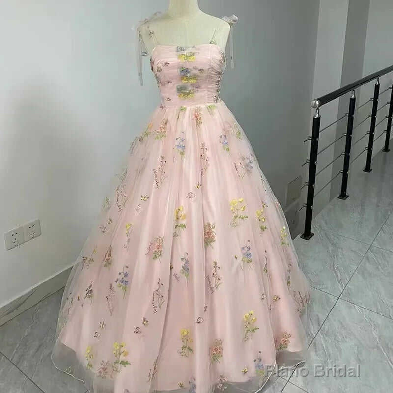Luxury Floral Embroidery Long Pink Prom Evening Dresses Women Summer Party Formal Occasions Reception Dress Main image