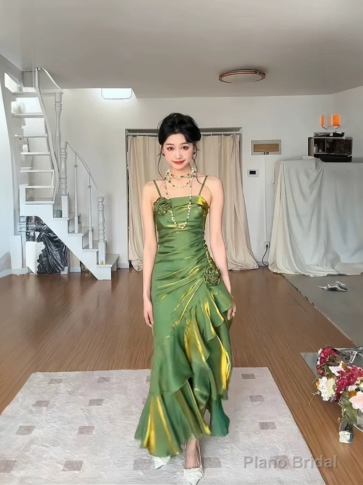 Mermaid Spaghetti Straps Prom Dresses Green Party Dress Main image