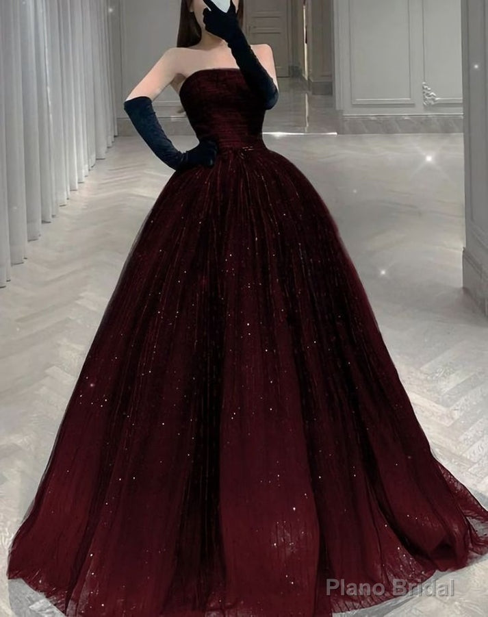 Beautiful Strapless A-line Tulle Prom Dress,Chic Evening Dress Main image
