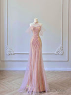 Sexy Mermaid Halter Pink Sequin Long Prom Dress Evening Dress Formal Dress