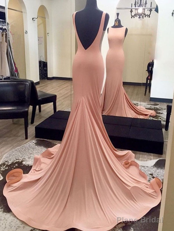 Elegant Backless Meramid Pink Long Evening Dress Main image