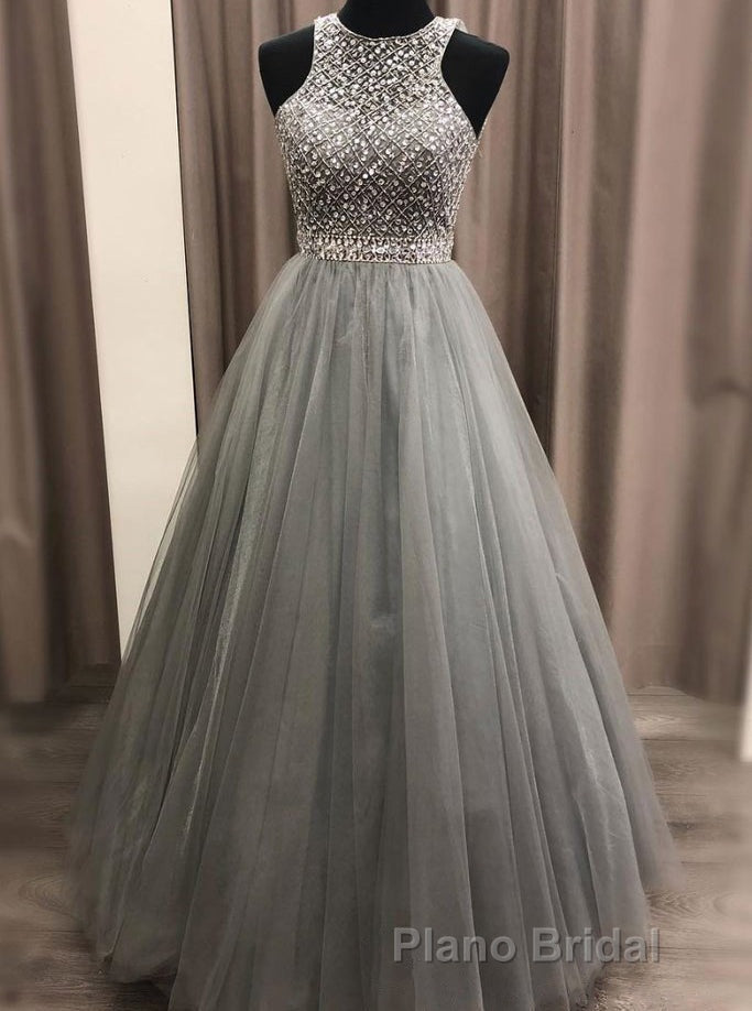 Gorgeous c A-line Scoop Beaded Long Formal Prom Dresses Evening Gowns Secondary image