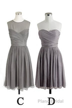 Simple A Line Grey Short Chiffon Bridesmaid Dresses