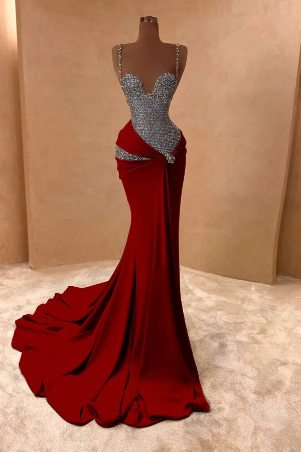 Straps Sweetheart Silver Gray Mermaid Court Train Prom Dresses Secondary image