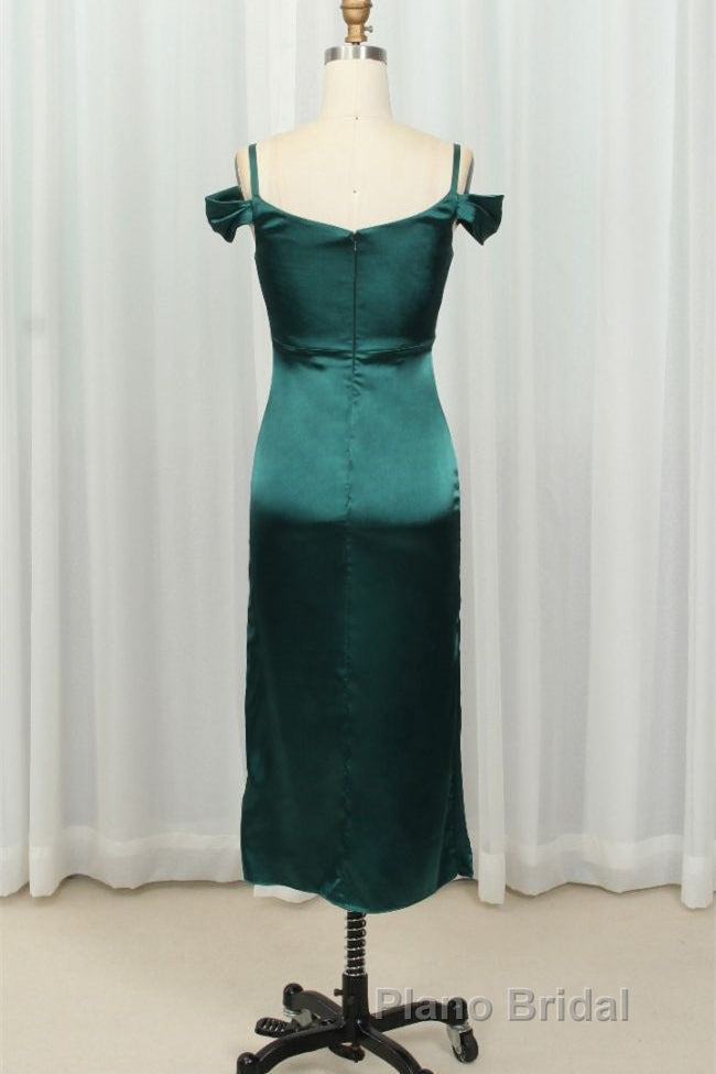 Straps Green Silk Satin Bodycon Midi Dresses Secondary image
