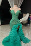 Stunning Green Sweetheart High Split Ruffles Mermaid Floor Length Prom Dresses