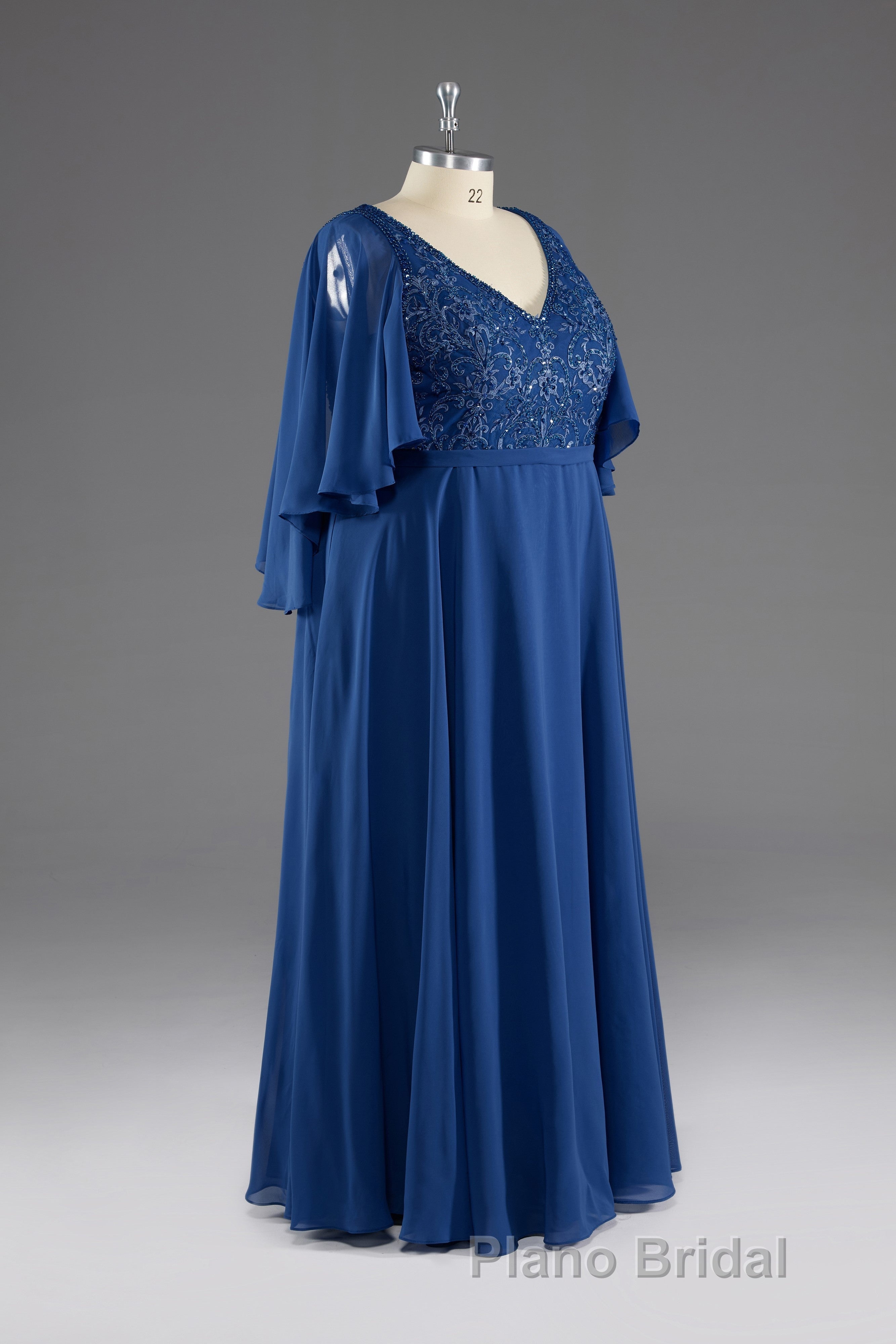 A-line V-Neck Short Sleeves Chiffon Mother of The Bride Dresses