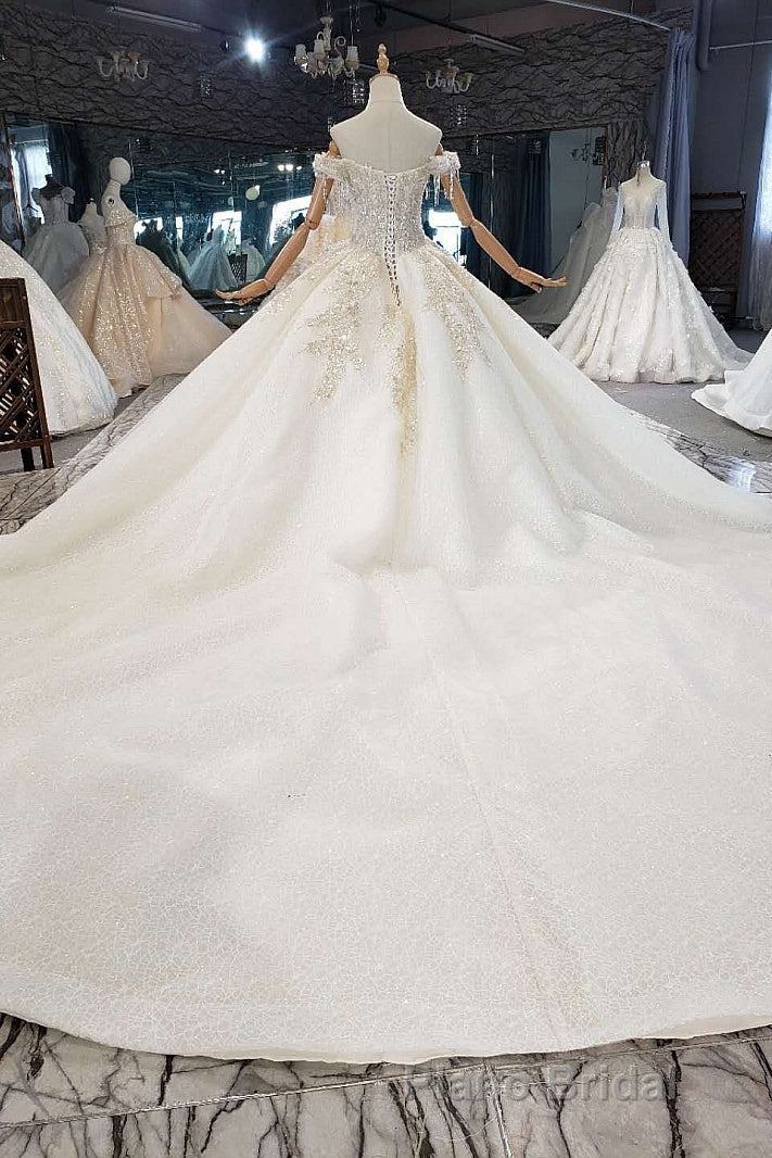 New Arrival Long Off The Shoulder Ball Gown Lace Wedding Dresses Secondary image
