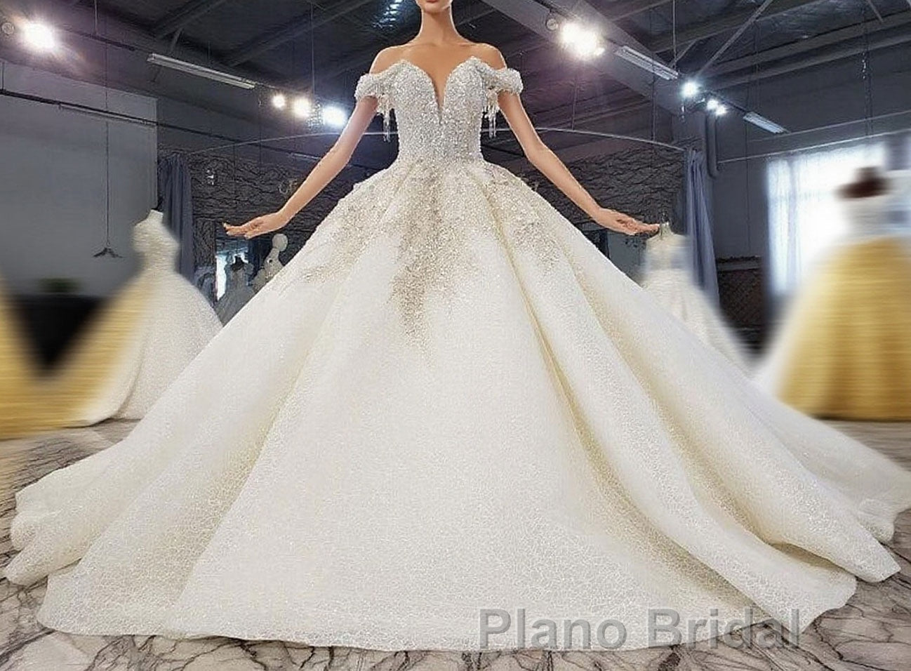 New Arrival Long Off The Shoulder Ball Gown Lace Wedding Dresses Main image