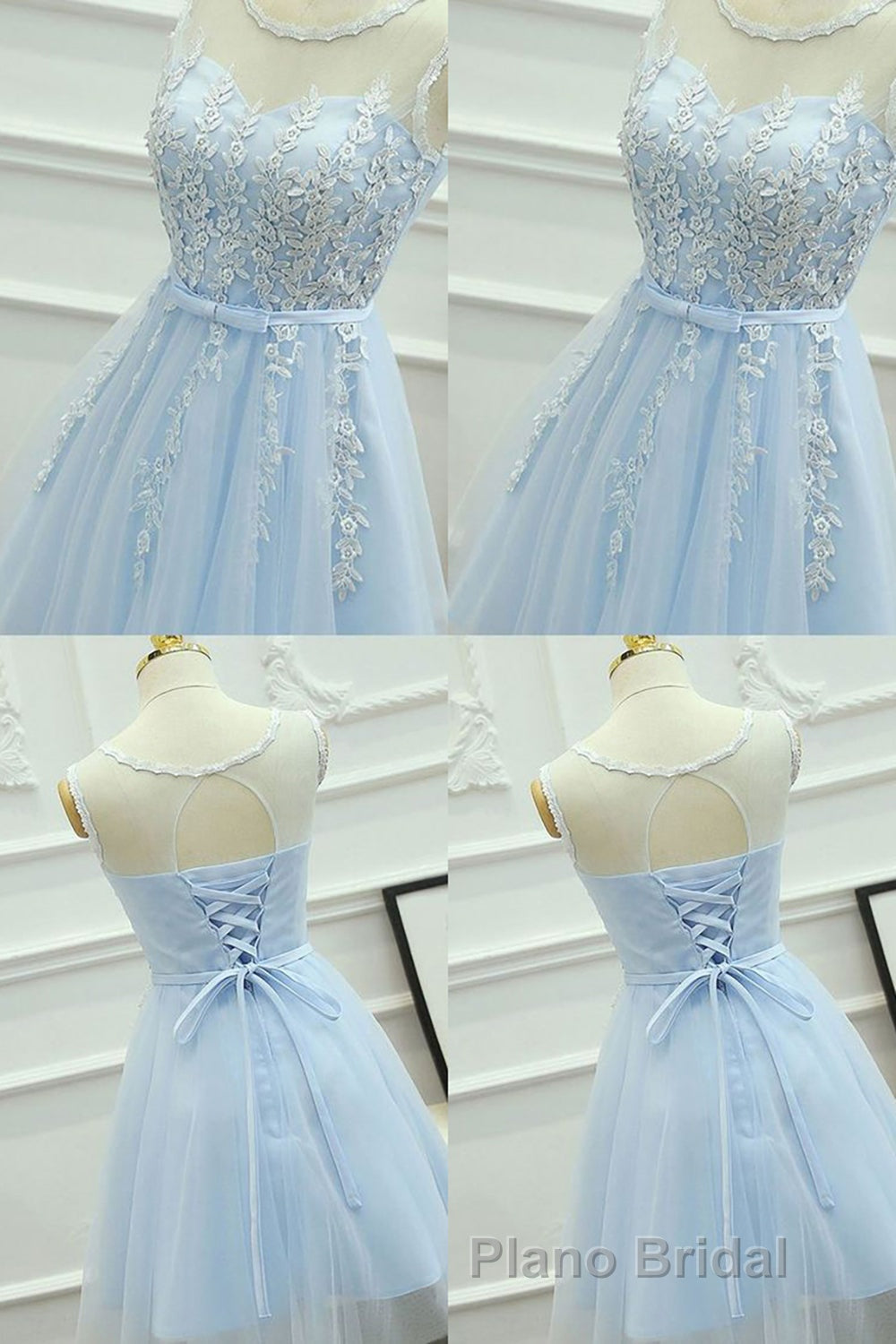 Blue Round Neck A Line Homecoming Dresses Secondary image