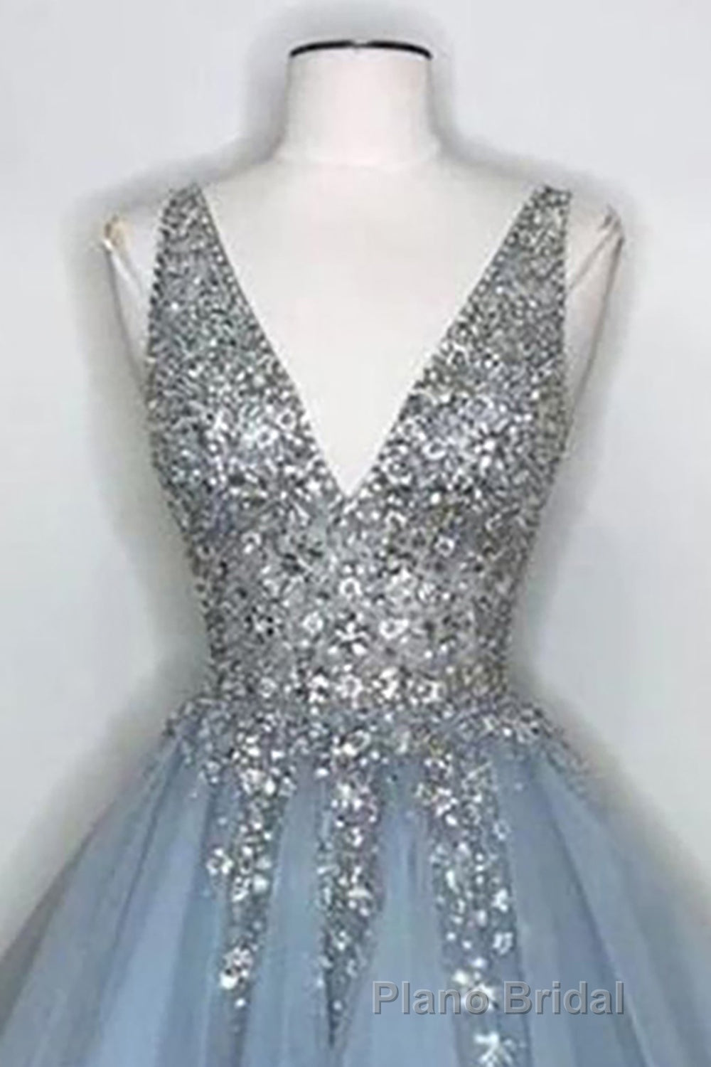 Blue V Neck Homecoming Dresses With Beadings Secondary image