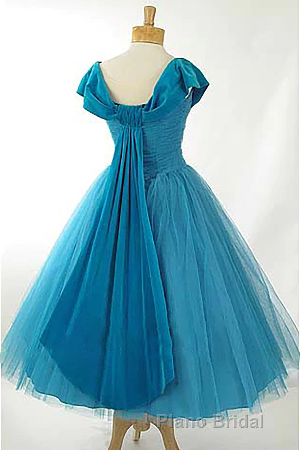 Peacock Blue Square Neck A Line Homecoming Dresses Secondary image