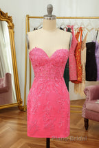 Purple Lace Tight Short Hoco Dresses