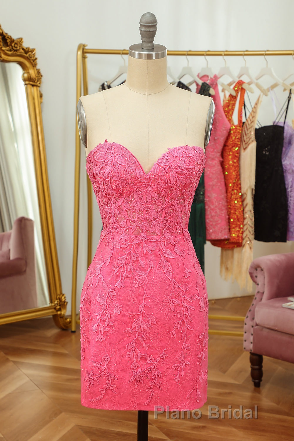 Purple Lace Tight Short Hoco Dresses