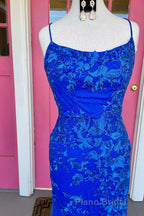 Royal Blue Mermaid Formal Prom Dresses with Appliques