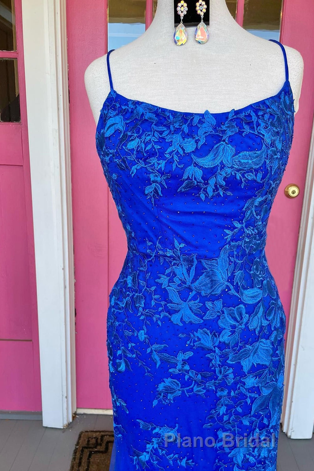 Royal Blue Mermaid Formal Prom Dresses with Appliques