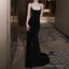 Spaghetti Strap Sweetheart Neckline Two Tone Rhinestone Accent Sequin Trained Open Back Mermaid Evening Gown